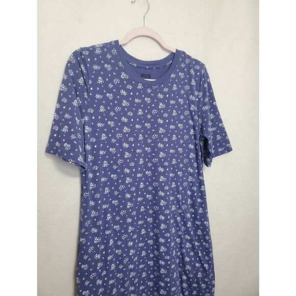 Duluth Trading Free Range Organic Cotton Microfloral Tee Shirt Dress Midi Maxi - Picture 2 of 6